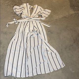 High-low romper with medium length bell sleeves